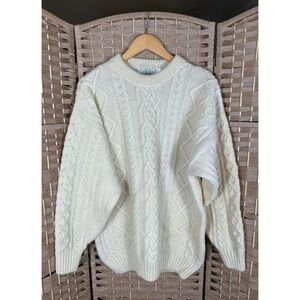 Vintage Blarney Woollen Mills Aran Cable Knit Sweater - Size XL